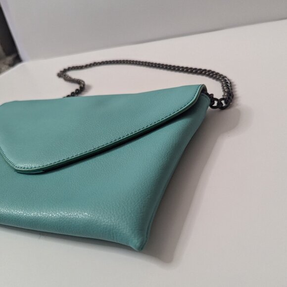 New J Crew Tiffany Blue Leather Envelope Bag with Chain - Picture 4 of 16
